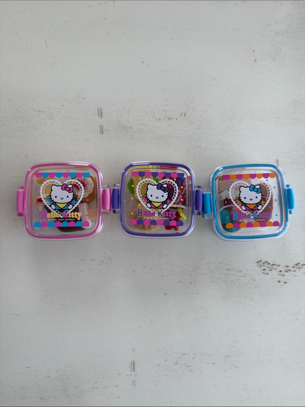 Hello Kitty Snack Boxes in Pink, Purple & Blue Trio
